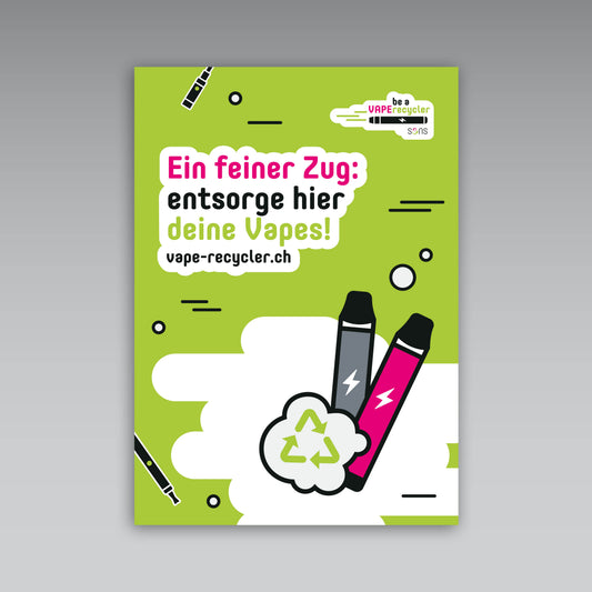 Allwetterplakat A2 «Ein feiner Zug: Entsorge deine Vapes hier», deutsch