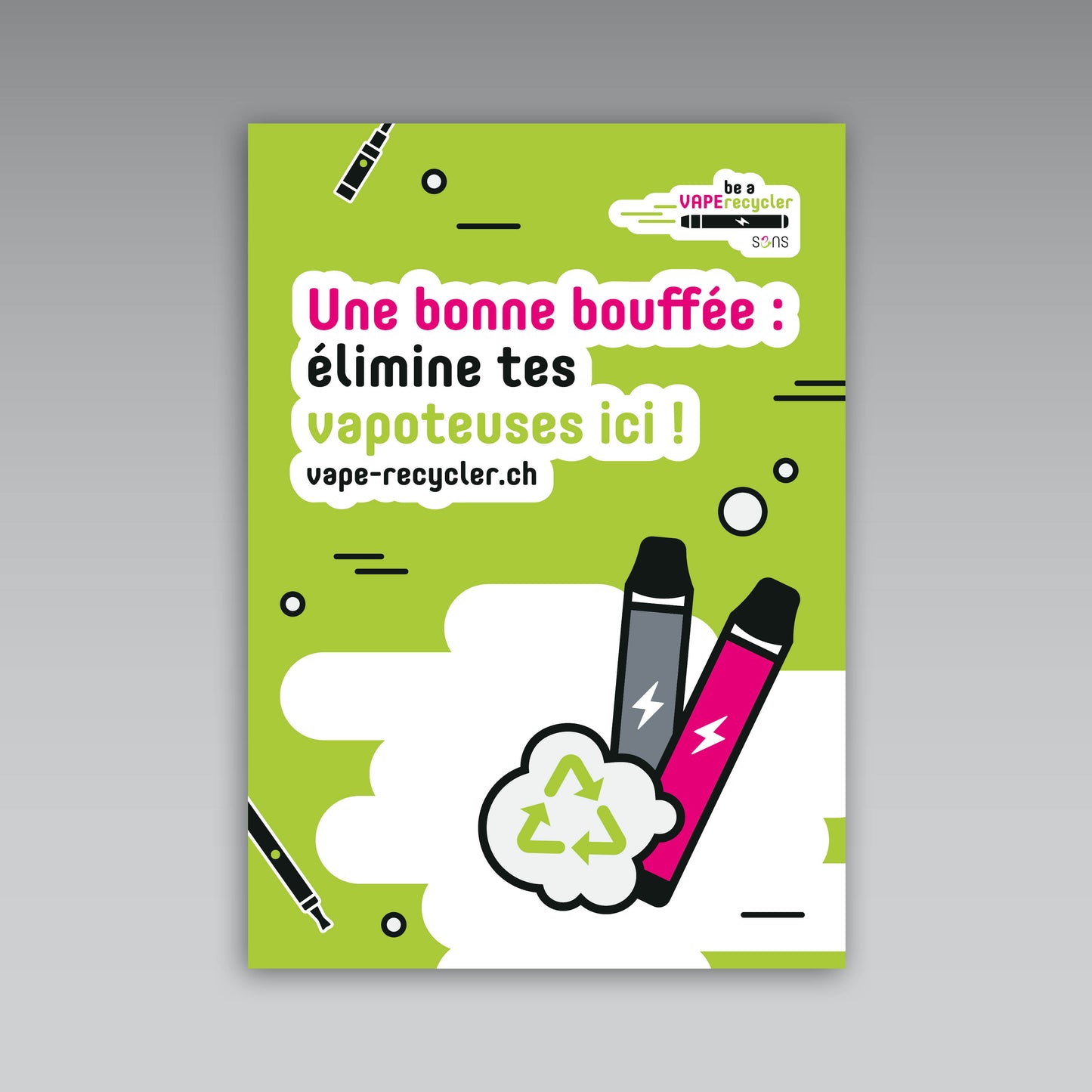 Allwetterplakat A2 «Ein feiner Zug: Entsorge deine Vapes hier», französisch