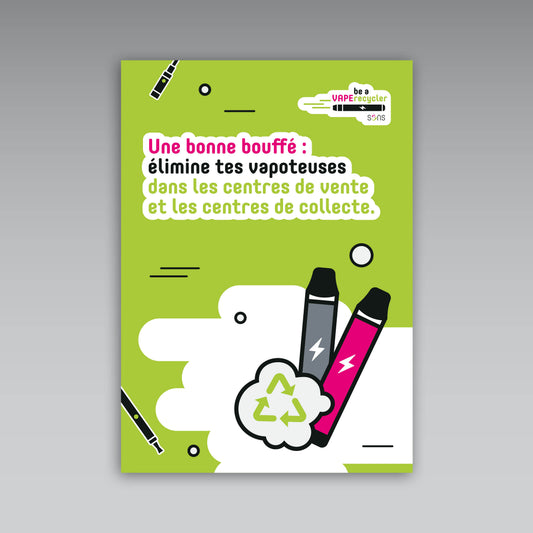 Allwetterplakat A2 «Ein feiner Zug: Entsorge deine Vapes bei Verkaufs- und Sammelstellen», französisch